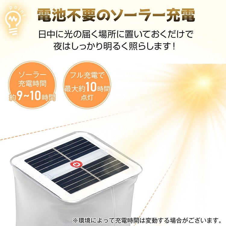 ソーラーランタン 折りたたみ式 アウトドアライト LEDライト 簡易防水 吊り下げ 引っ掛け ソーラー充電 太陽光充電 コンパクト 持ち運び便利 キャンプ バーベキュー 非常用 防災対策 sl058 - 画像 (8)