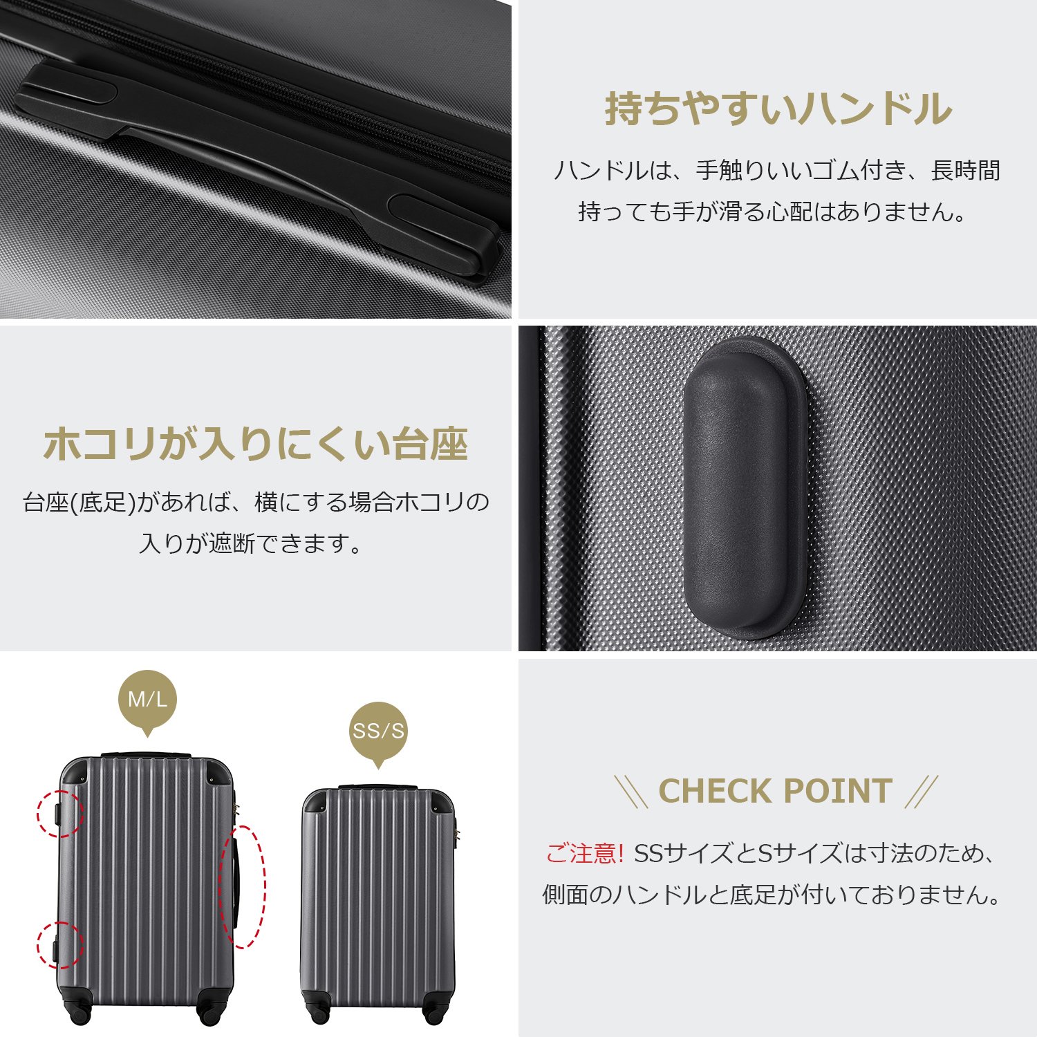 Mサイズ スーツケース キャリーバッグ キャリーケース 超軽量 TSAロック搭載 4日-7日 中型 PP298908ZAA - 画像 (5)