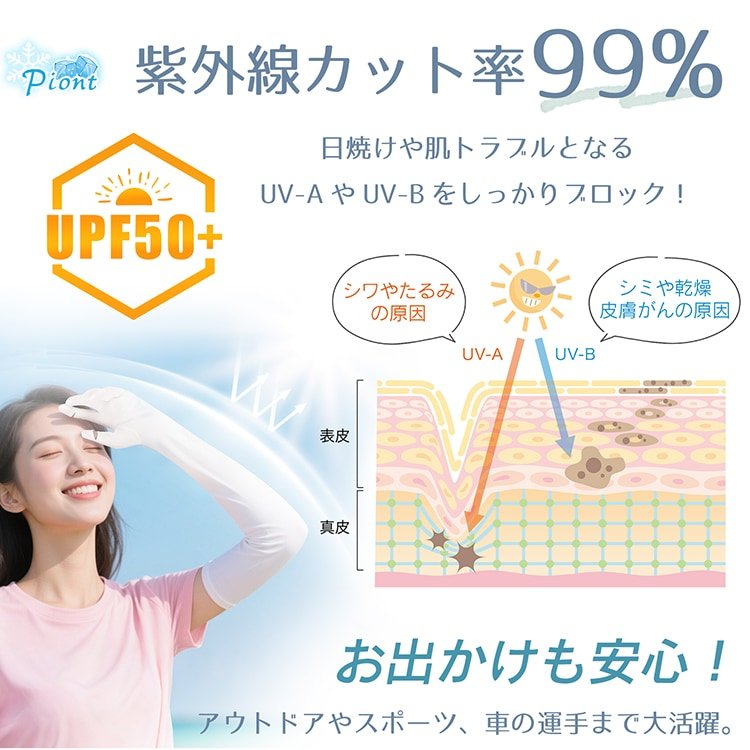 アームカバー 冷感 UPF50+ 日焼け止め 指先までカバー 吸湿 速乾 スマホ操作可能 肌トラブル予防 ひんやり 涼しい アウトドア スポーツ ゴルフ 野球 ランニング ap140 - 画像 (8)
