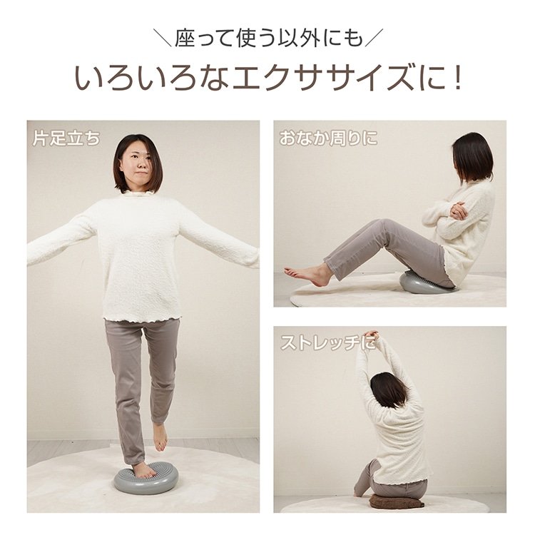 バランスクッション /体幹トレーニング 姿勢矯正 椅子用 フィットネス リハビリ 空気調整可能 滑り止め 大人用・子供用 / エクササイズクッションde159 - 画像 (8)