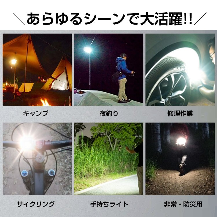 LED投光器ライト ミニ投光器 小型投光器高輝度 USB充電式 磁石付き カラビナフック付 防水 超軽量 アウトドア キャンプ 夜釣り サイクリング 点検作業 非常用 防災用 停電時 地震 sl093 - 画像 (8)