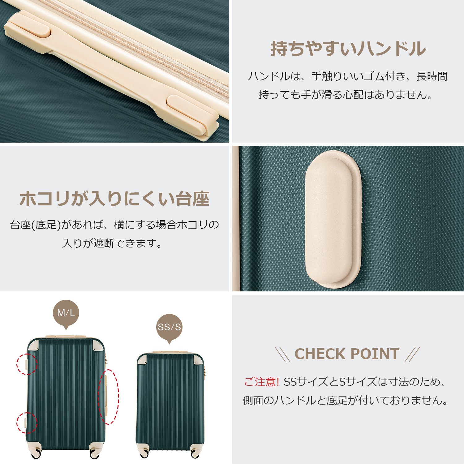 Mサイズ スーツケース キャリーバッグ キャリーケース 超軽量 TSAロック搭載 4日-7日 中型 PP298908EAA - 画像 (5)