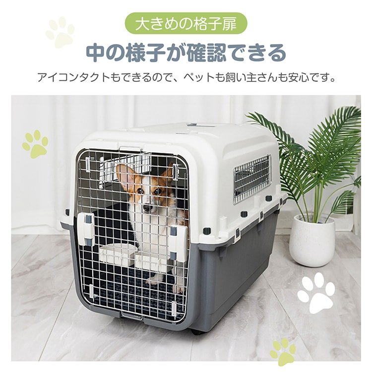 ペットキャリー ペットキャリーバッグ キャリーケース (約)幅60cm×高さ73cm×奥行90cm 左右開閉扉 360°回転キャスター イレトレー付き 安定感 犬 猫 動物 公共交通機関 避難時 pt084-xl - 画像 (6)