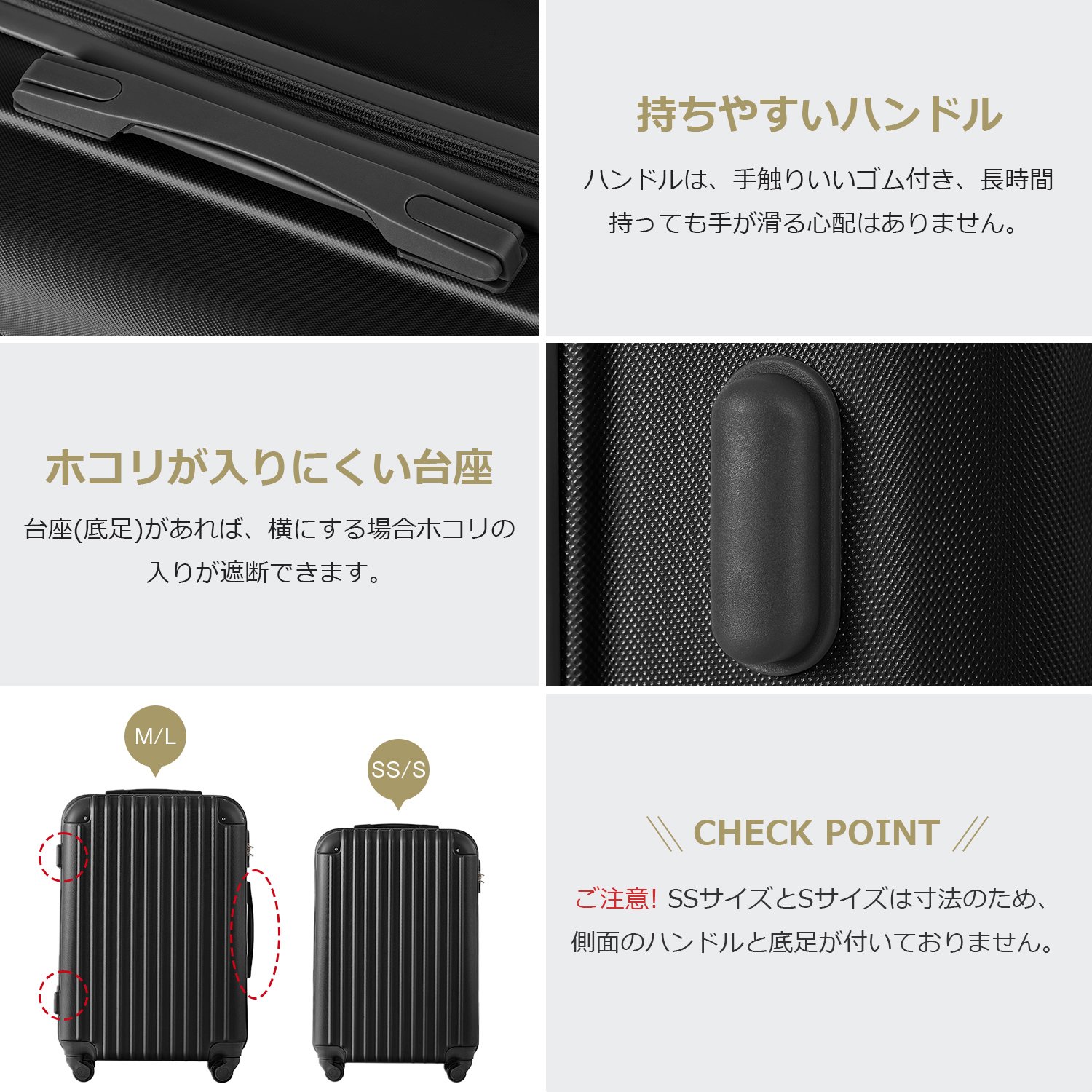 Mサイズ スーツケース キャリーバッグ キャリーケース 超軽量 TSAロック搭載 4日-7日 中型 PP298908AAA - 画像 (5)