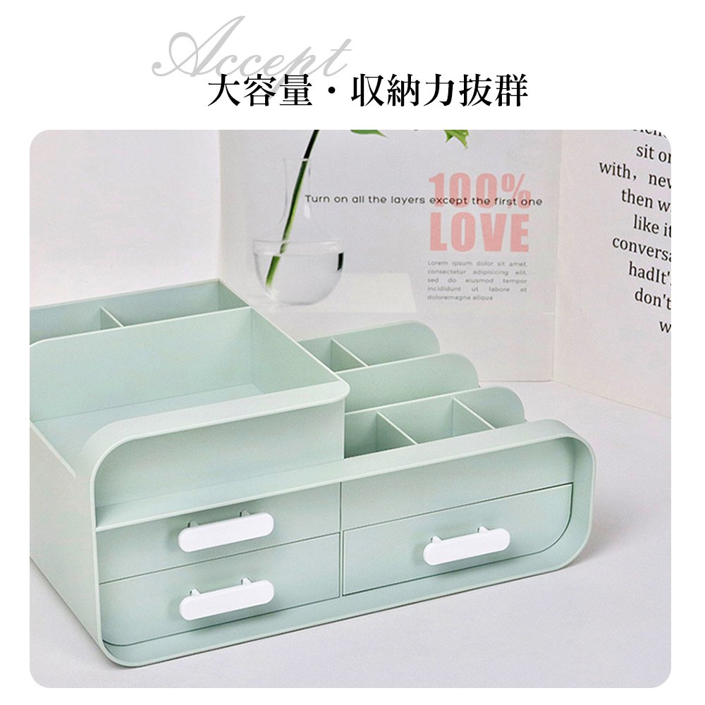 化粧品 収納 ボックス メイクボックス 可愛い可愛い 化粧ボックス コンパクト メイク 多機能 小物入れ 引き出し 可愛い 卓上 引出し三つ 収納 おしゃれ 省スペース メイク道具 雑貨 コスメ 文房具 整理 整頓 S-04 - 画像 (5)