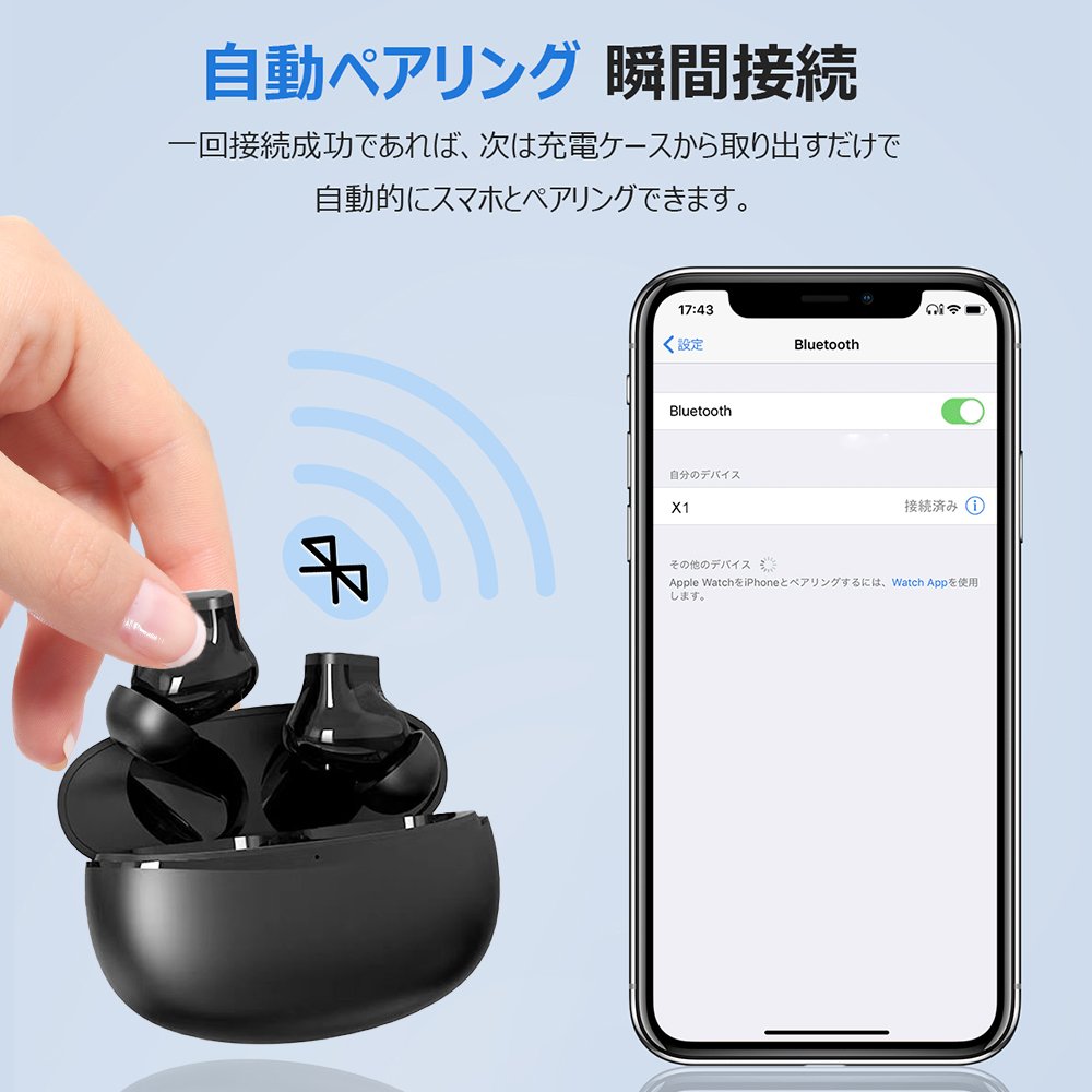 ワイヤレスイヤホン bluetooth イヤホン 高音質 EDR搭載 iPhone Android bluetooth5.3 自動ペアリング 長時間再生 Type‐C充電 IPX4防水 AAC対応 片耳 通話 A-06 - 画像 (4)