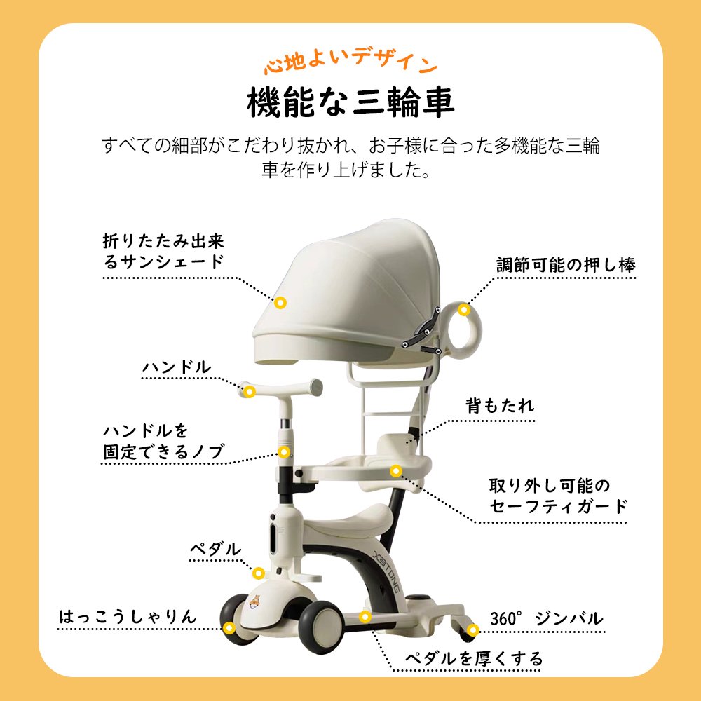子供用三輪車 キックボード キックバイク 手押し棒 キックスケーター 乗用玩具 ペダル無し セーフティーガード付き シンプル おしゃれ おもちゃ かわいい 誕生日 プレゼント お祝い D-49 - 画像 (7)