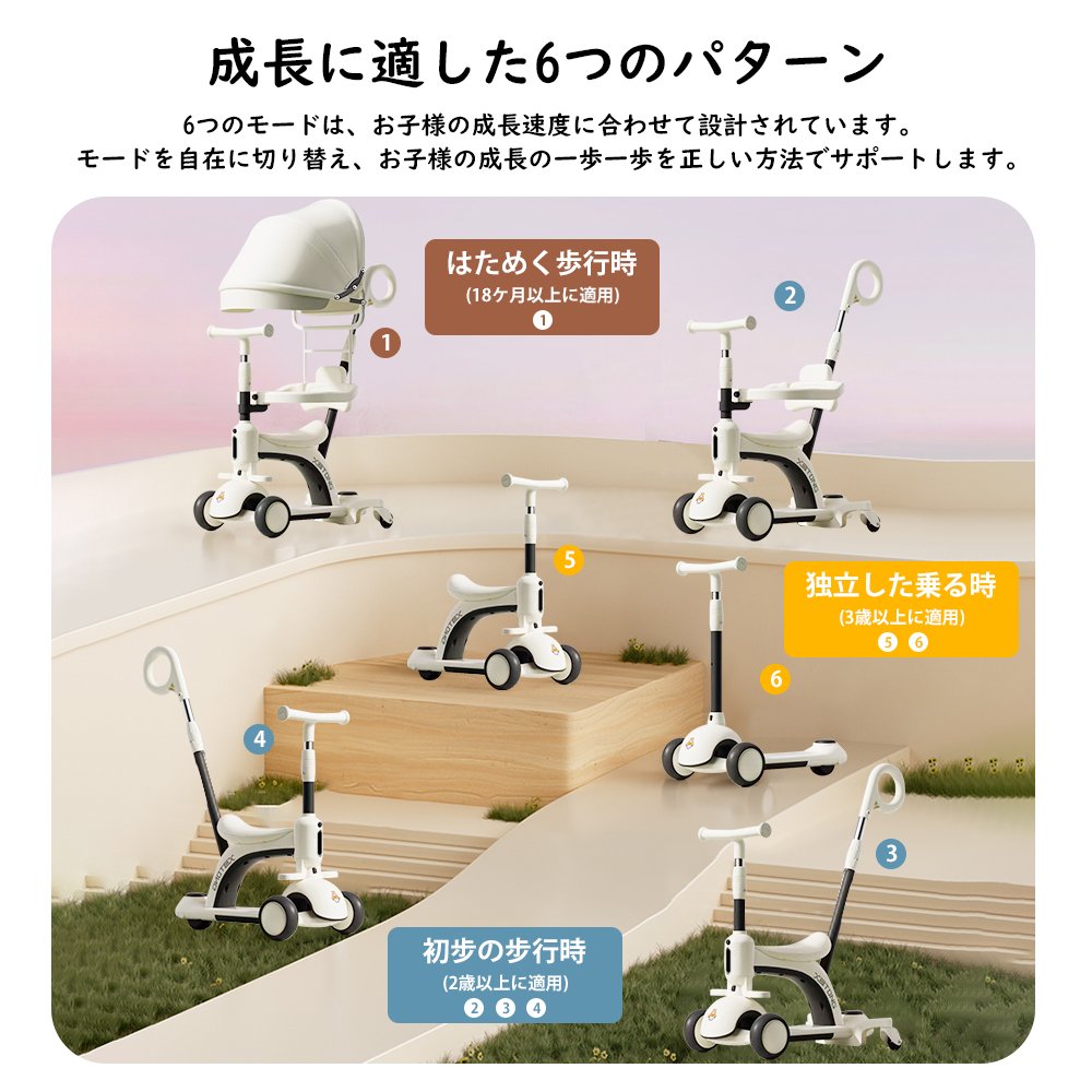 子供用三輪車 キックボード キックバイク 手押し棒 キックスケーター 乗用玩具 ペダル無し セーフティーガード付き シンプル おしゃれ おもちゃ かわいい 誕生日 プレゼント お祝い D-49 - 画像 (6)