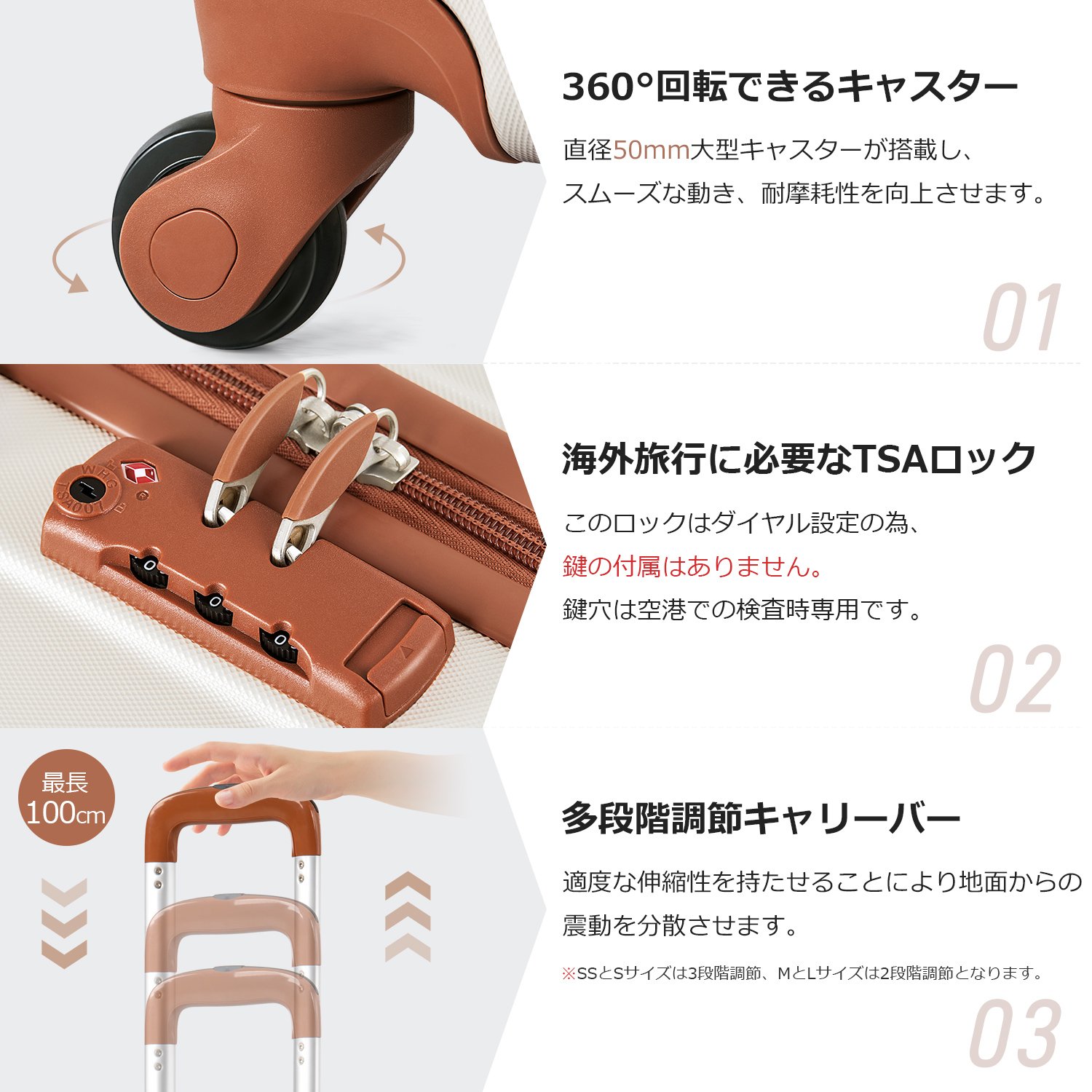 Mサイズ スーツケース キャリーバッグ キャリーケース 超軽量 TSAロック搭載 4日-7日 中型 PP298908OAA - 画像 (4)